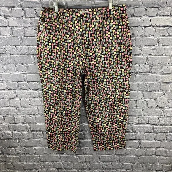 Talbots Cropped Pants With Fruit Slices Pattern Size 18 - Picture 1 of 8